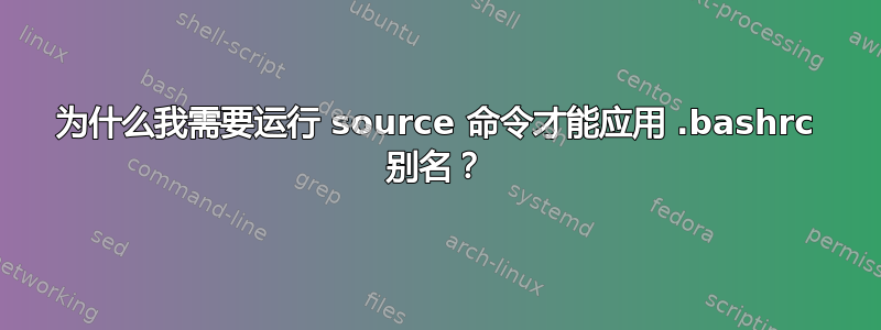 为什么我需要运行 source 命令才能应用 .bashrc 别名？