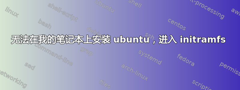 无法在我的笔记本上安装 ubuntu，进入 initramfs