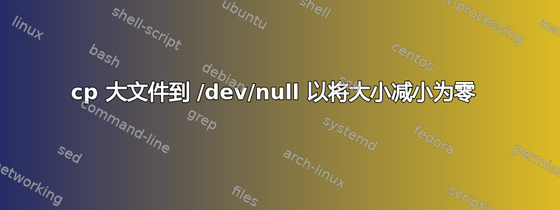 cp 大文件到 /dev/null 以将大小减小为零 