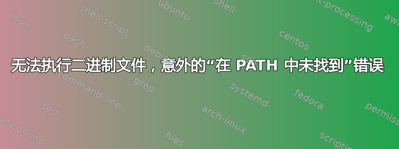 无法执行二进制文件，意外的“在 PATH 中未找到”错误