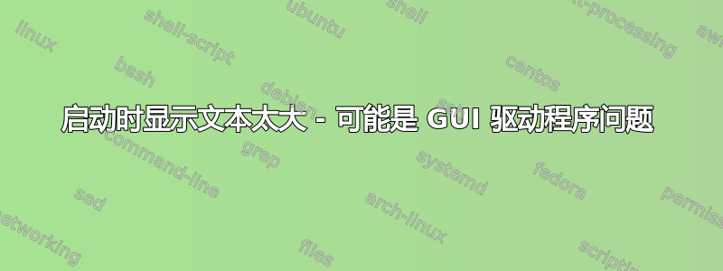 启动时显示文本太大 - 可能是 GUI 驱动程序问题