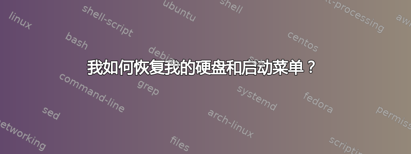 我如何恢复我的硬盘和启动菜单？