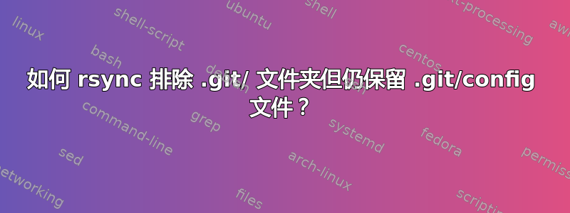 如何 rsync 排除 .git/ 文件夹但仍保留 .git/config 文件？