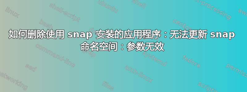 如何删除使用 snap 安装的应用程序：无法更新 snap 命名空间：参数无效