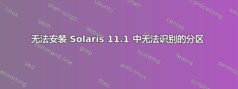 无法安装 Solaris 11.1 中无法识别的分区