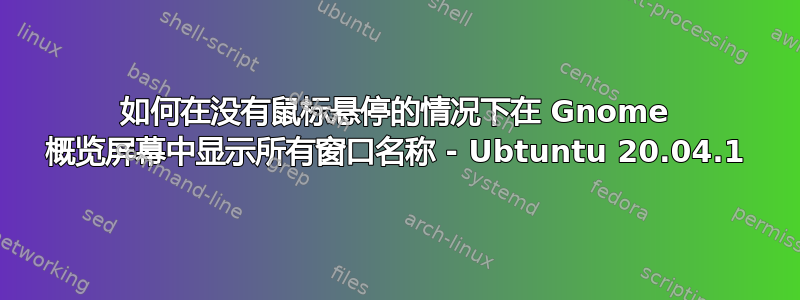 如何在没有鼠标悬停的情况下在 Gnome 概览屏幕中显示所有窗口名称 - Ubtuntu 20.04.1