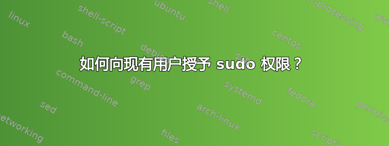 如何向现有用户授予 sudo 权限？