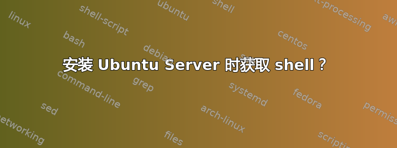 安装 Ubuntu Server 时获取 shell？