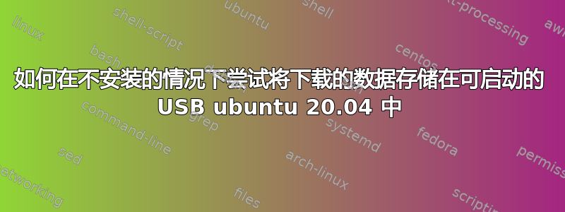 如何在不安装的情况下尝试将下载的数据存储在可启动的 USB ubuntu 20.04 中