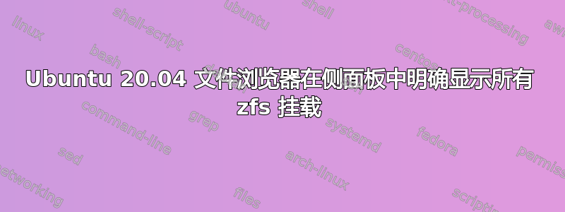 Ubuntu 20.04 文件浏览器在侧面板中明确显示所有 zfs 挂载