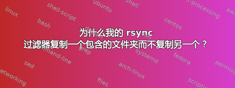 为什么我的 rsync 过滤器复制一个包含的文件夹而不复制另一个？