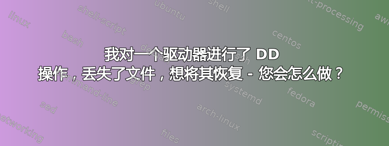 我对一个驱动器进行了 DD 操作，丢失了文件，想将其恢复 - 您会怎么做？