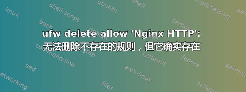 ufw delete allow 'Nginx HTTP': 无法删除不存在的规则，但它确实存在