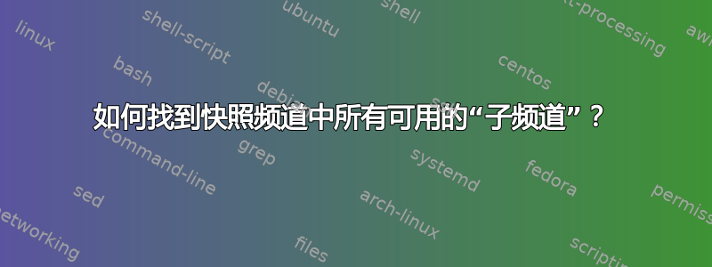 如何找到快照频道中所有可用的“子频道”？