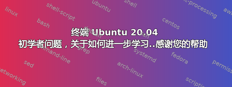 终端 Ubuntu 20.04 初学者问题，关于如何进一步学习..感谢您的帮助 