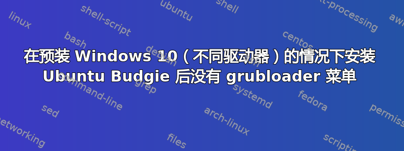 在预装 Windows 10（不同驱动器）的情况下安装 Ubuntu Budgie 后没有 grubloader 菜单