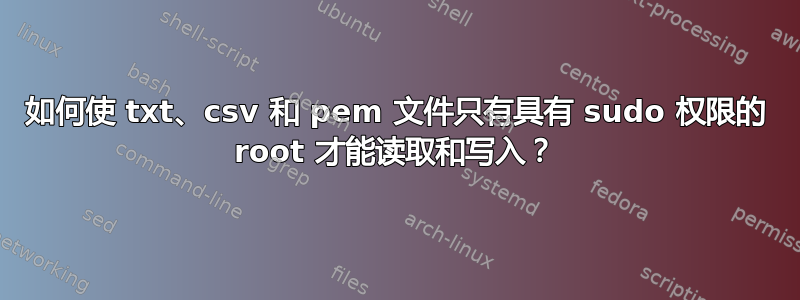 如何使 txt、csv 和 pem 文件只有具有 sudo 权限的 root 才能读取和写入？