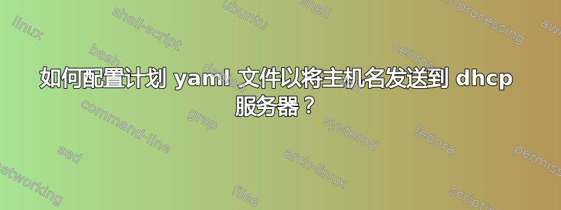 如何配置计划 yaml 文件以将主机名发送到 dhcp 服务器？