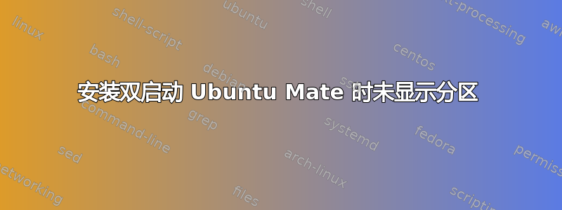 安装双启动 Ubuntu Mate 时未显示分区