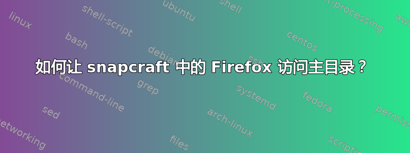 如何让 snapcraft 中的 Firefox 访问主目录？