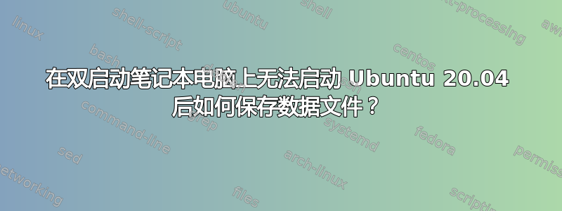 在双启动笔记本电脑上无法启动 Ubuntu 20.04 后如何保存数据文件？