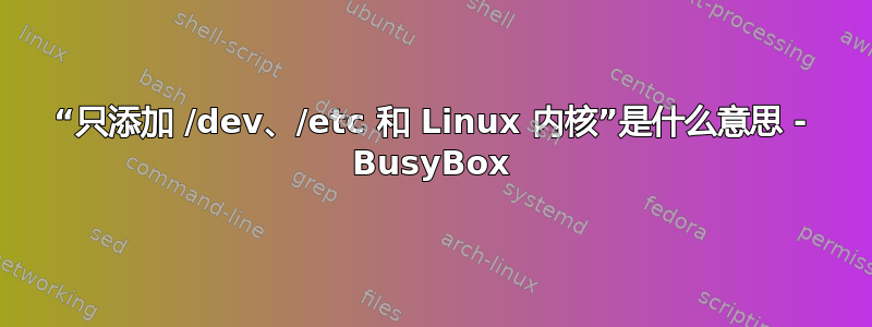 “只添加 /dev、/etc 和 Linux 内核”是什么意思 - BusyBox