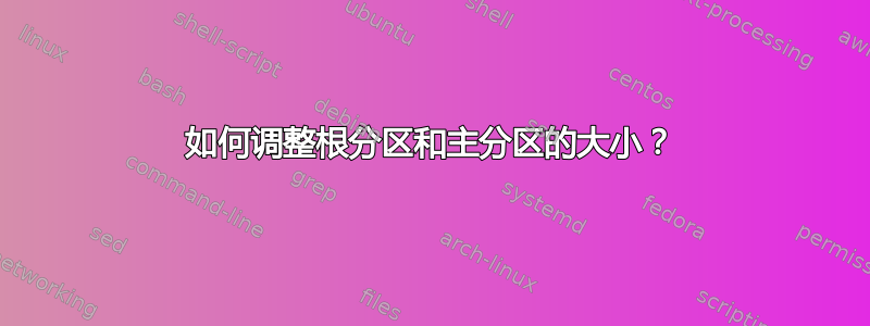 如何调整根分区和主分区的大小？