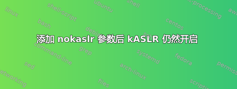 添加 nokaslr 参数后 kASLR 仍然开启