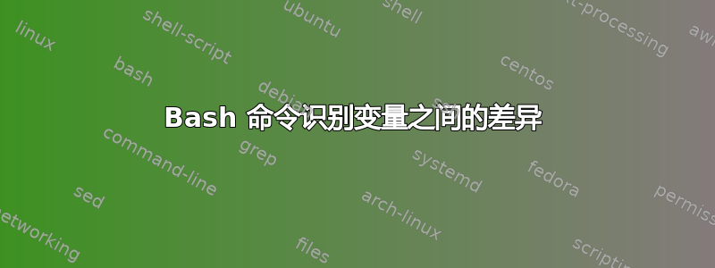 Bash 命令识别变量之间的差异