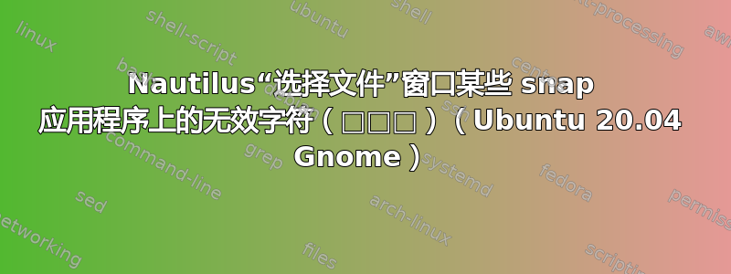 Nautilus“选择文件”窗口某些 snap 应用程序上的无效字符（□□□）（Ubuntu 20.04 Gnome）