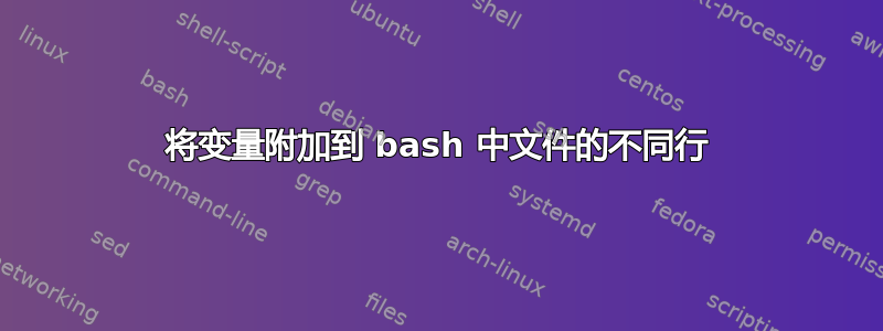 将变量附加到 bash 中文件的不同行