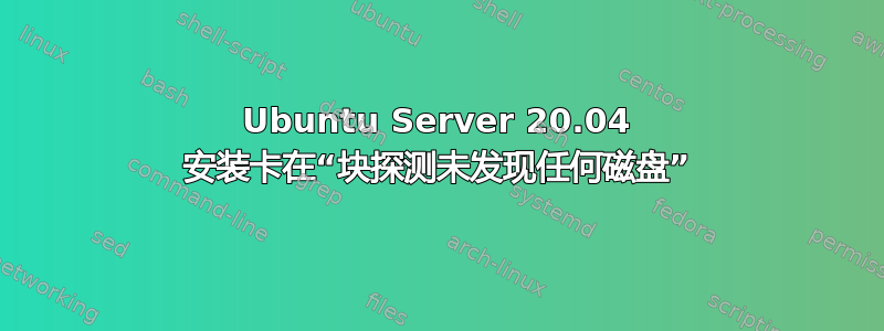 Ubuntu Server 20.04 安装卡在“块探测未发现任何磁盘”