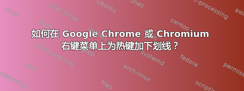 如何在 Google Chrome 或 Chromium 右键菜单上为热键加下划线？