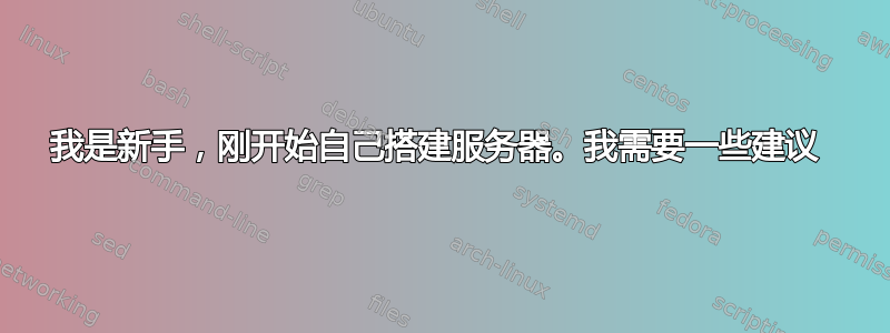 我是新手，刚开始自己​​搭建服务器。我需要一些建议 