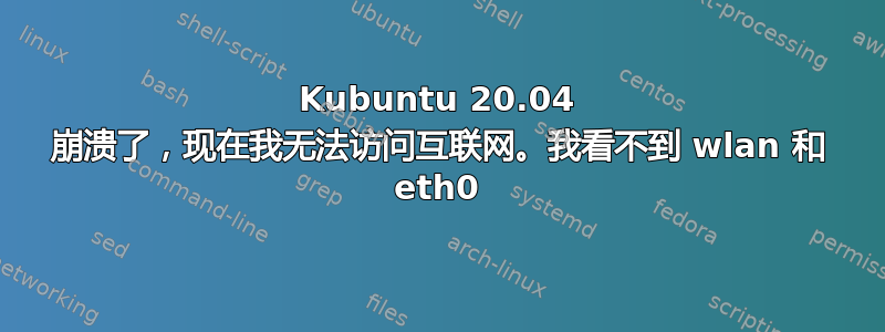 Kubuntu 20.04 崩溃了，现在我无法访问互联网。我看不到 wlan 和 eth0