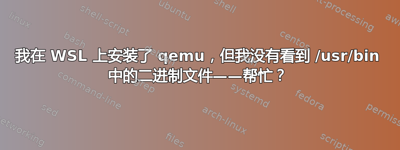 我在 WSL 上安装了 qemu，但我没有看到 /usr/bin 中的二进制文件——帮忙？