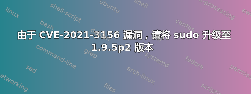 由于 CVE-2021-3156 漏洞，请将 sudo 升级至 1.9.5p2 版本 