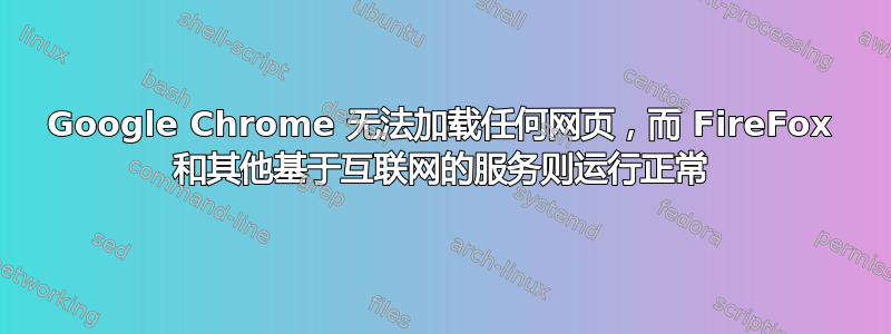 Google Chrome 无法加载任何网页，而 FireFox 和其他基于互联网的服务则运行正常