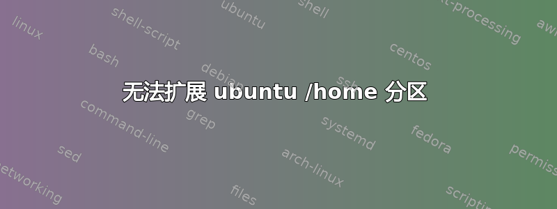 无法扩展 ubuntu /home 分区