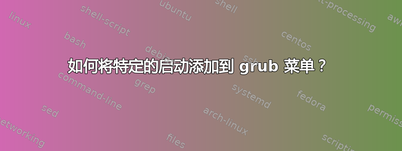 如何将特定的启动添加到 grub 菜单？