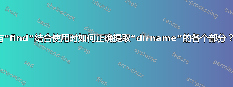 与“find”结合使用时如何正确提取“dirname”的各个部分？