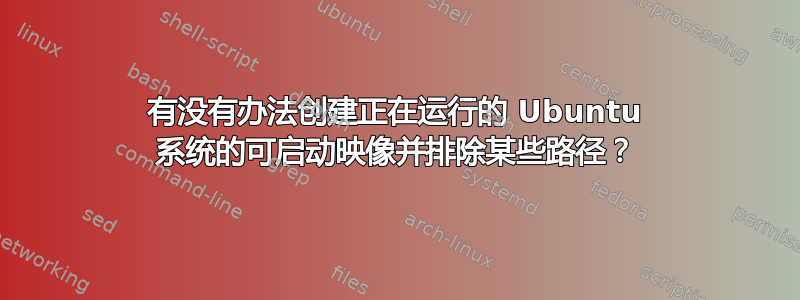 有没有办法创建正在运行的 Ubuntu 系统的可启动映像并排除某些路径？