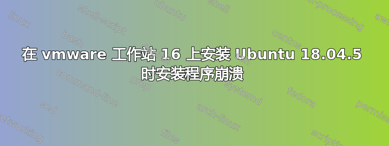 在 vmware 工作站 16 上安装 Ubuntu 18.04.5 时安装程序崩溃