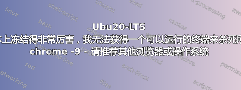 Ubu20-LTS 基本上冻结得非常厉害，我无法获得一个可以运行的终端来杀死所有 chrome -9 - 请推荐其他浏览器或操作系统