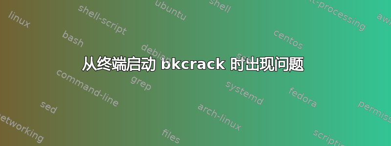 从终端启动 bkcrack 时出现问题