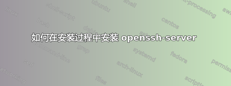 如何在安装过程中安装 openssh-server