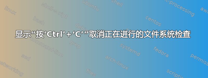 显示“按‘Ctrl’+‘C’”取消正在进行的文件系统检查