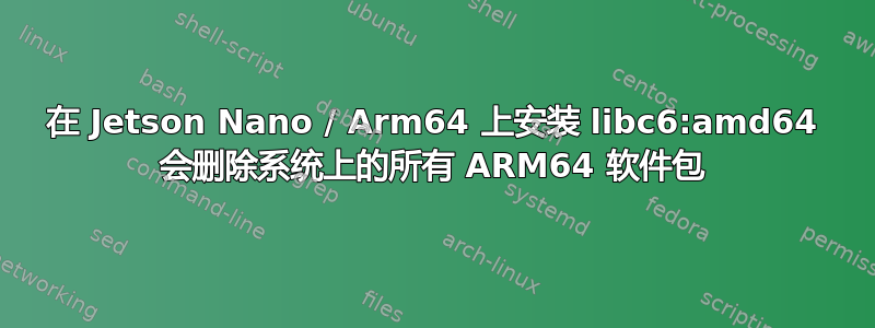 在 Jetson Nano / Arm64 上安装 libc6:amd64 会删除系统上的所有 ARM64 软件包