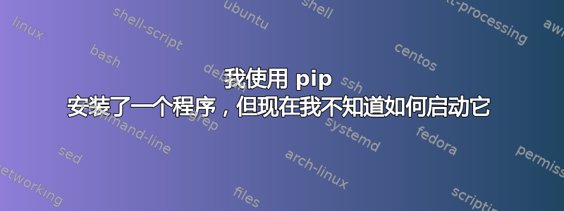 我使用 pip 安装了一个程序，但现在我不知道如何启动它