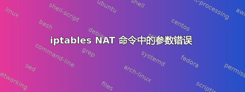 iptables NAT 命令中的参数错误